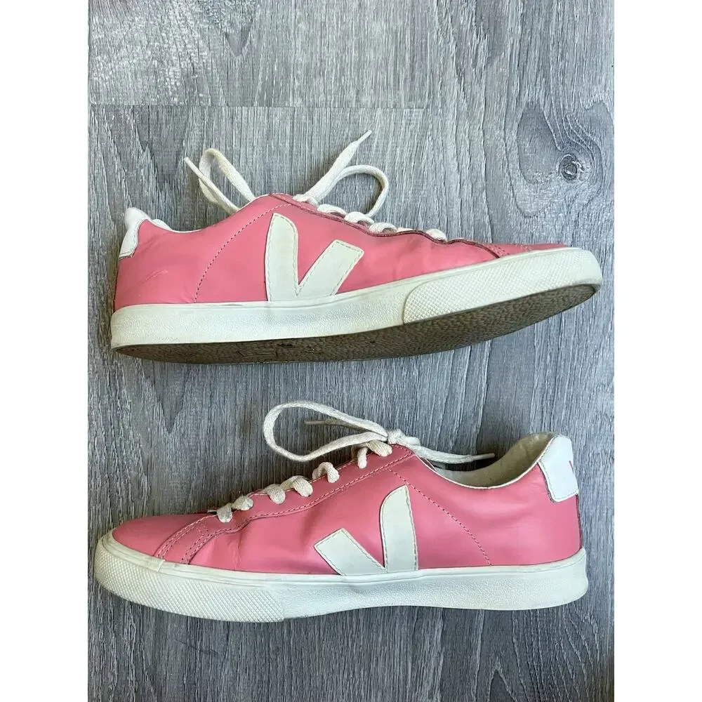 VEJA Esplar Womens Leather Sneakers Pink Sz 40 US 9 Lace Up Athletic Shoes